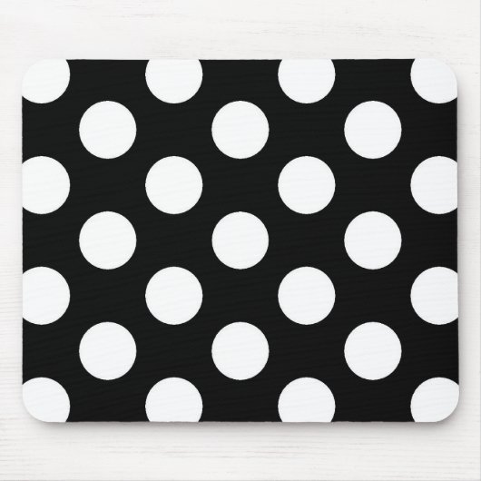 Tapis De Souris Point de polka blanc noir - Mousepad (Devant)