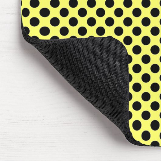 Tapis De Souris Point de polka jaune et noir Mousepad (Coin)