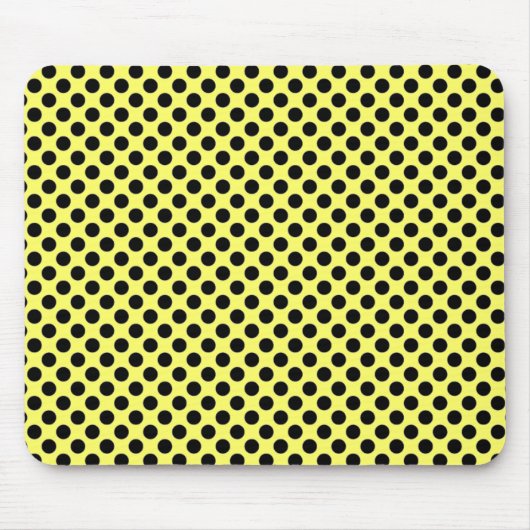 Tapis De Souris Point de polka jaune et noir Mousepad (Devant)