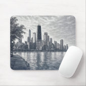 Tapis De Souris Pointillisme Chicago Skyline (Avec souris)
