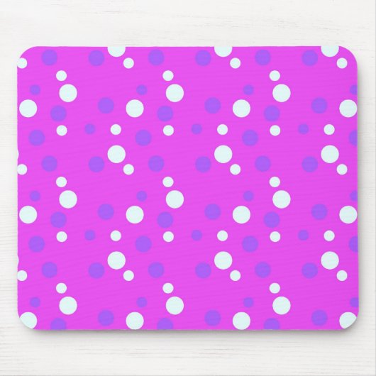 Tapis De Souris points blancs et bleus, roses (Devant)