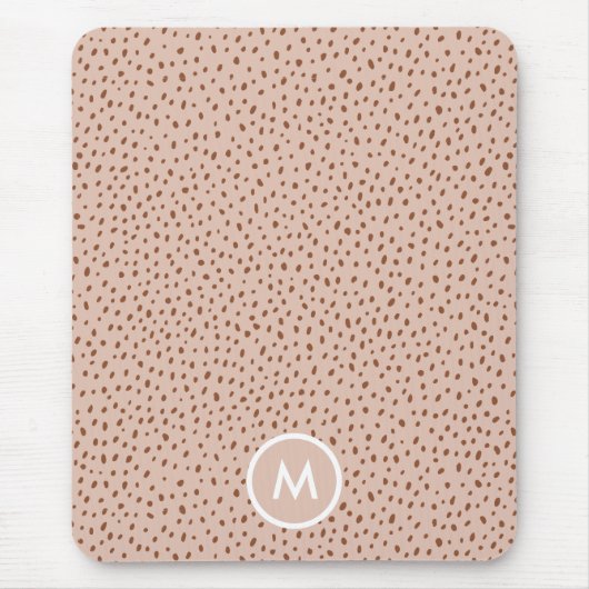 Tapis De Souris Points Brown Beige & Boho Terracotta Monogramme (Devant)