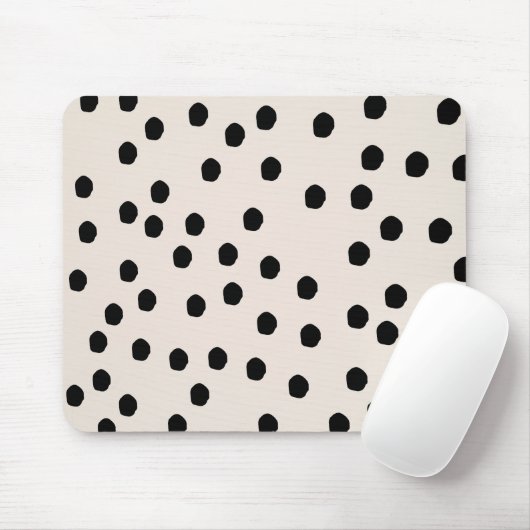 Tapis De Souris Points chics noirs et blancs Mousepad (Avec souris)