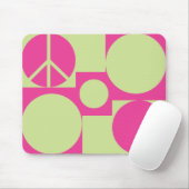 Tapis De Souris Points de paix rose et vert (Avec souris)