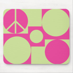 Tapis De Souris Points de paix rose et vert
