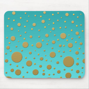 Tapis De Souris Points dorés aléatoires sur un motif moderne turqu