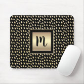 Tapis De Souris Points dorés noirs monogramme moderne script luxe (Avec souris)