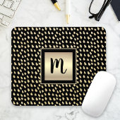 Tapis De Souris Points dorés noirs monogramme moderne script luxe