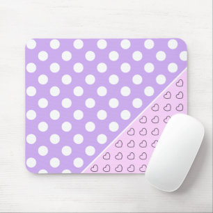 Tapis De Souris Points Et Coeurs Élégants Lavande Et Rose Clair