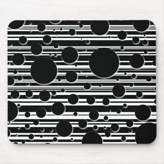 Tapis De Souris Points et rayures noirs et blancs (Devant)