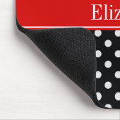 Tapis De Souris Points noirs et blancs Monogramme nom rouge (Coin)