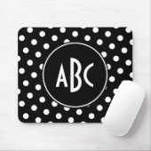 Tapis De Souris Points noirs et blancs monogrammés (Avec souris)