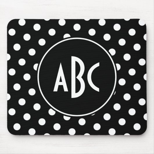 Tapis De Souris Points noirs et blancs monogrammés (Devant)