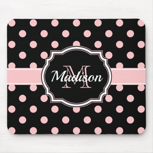 Tapis De Souris Points noirs et roses (Devant)