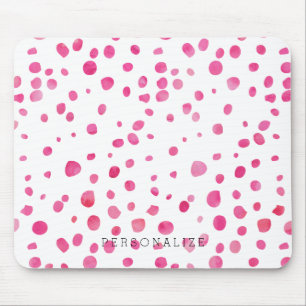 Tapis De Souris Points roses d'aquarelle personnalisés
