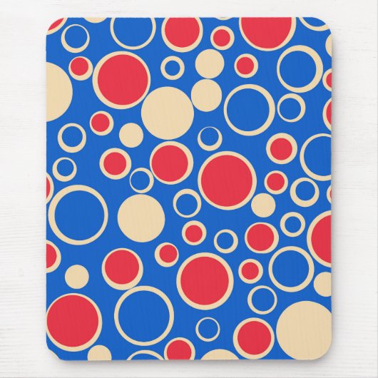 Tapis De Souris Points Rouge Et Bleu Sur Bleu (Devant)