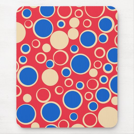 Tapis De Souris Points Rouge Et Bleu Sur Rouge (Devant)
