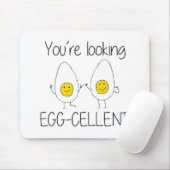 Tapis De Souris Poireaux d'oeuf de violoncelle jaune et blanc (Avec souris)