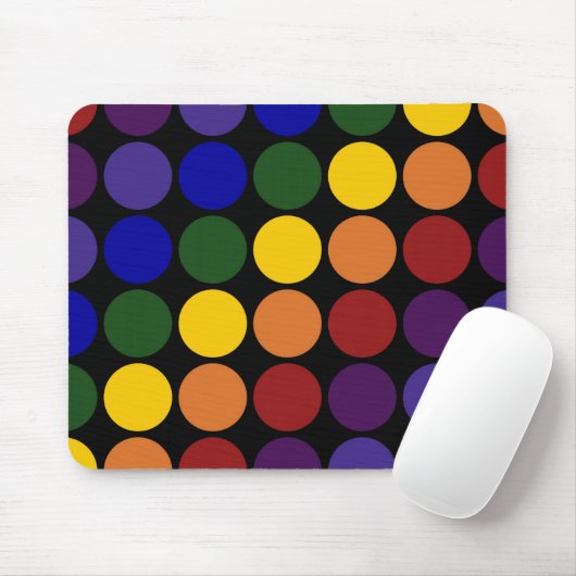 Tapis De Souris Pois arc-en-ciel en noir (Avec souris)
