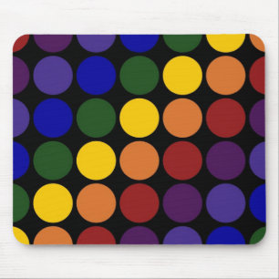 Tapis De Souris Pois arc-en-ciel en noir