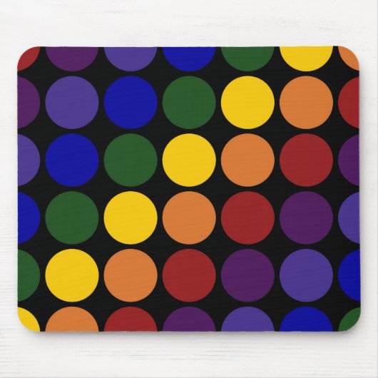 Tapis De Souris Pois arc-en-ciel en noir (Devant)
