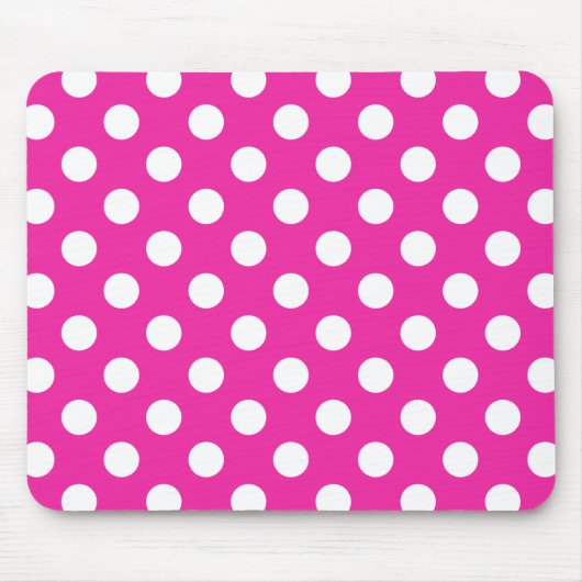 Tapis De Souris Pois blancs sur fuchsia (Devant)