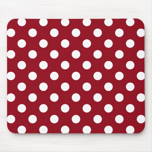Tapis De Souris Pois blancs sur le rouge Crimson (Devant)
