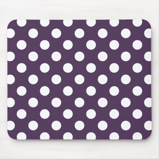 Tapis De Souris Pois blancs sur prune violette (Devant)