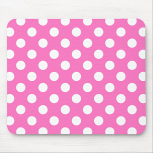 Tapis De Souris Pois blancs sur rose