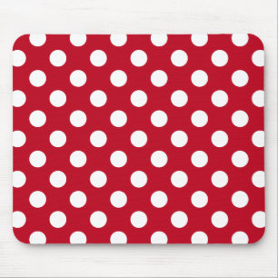 Tapis De Souris Pois blancs sur rouge