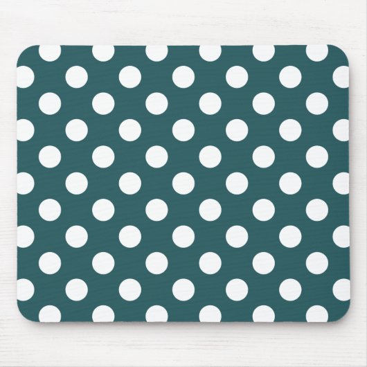 Tapis De Souris Pois blancs sur turquoise (Devant)