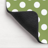 Tapis De Souris Pois blancs sur vert olive (Coin)