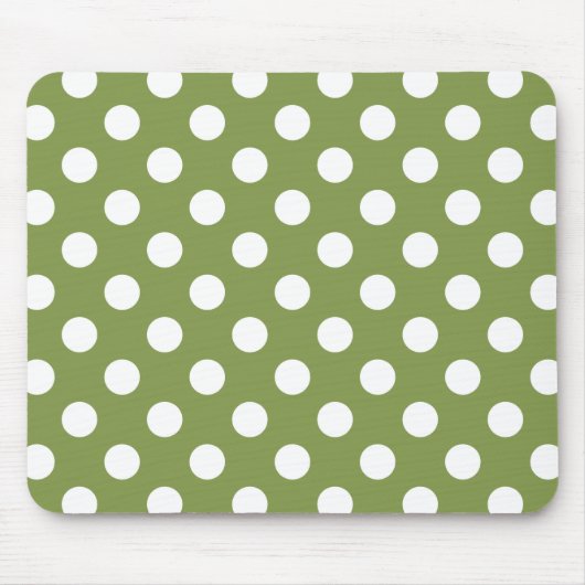 Tapis De Souris Pois blancs sur vert olive (Devant)
