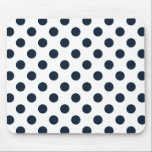 Tapis De Souris Pois bleu marine foncé<br><div class="desc">Pois bleu marine foncé sur arrière - plan blanc</div>