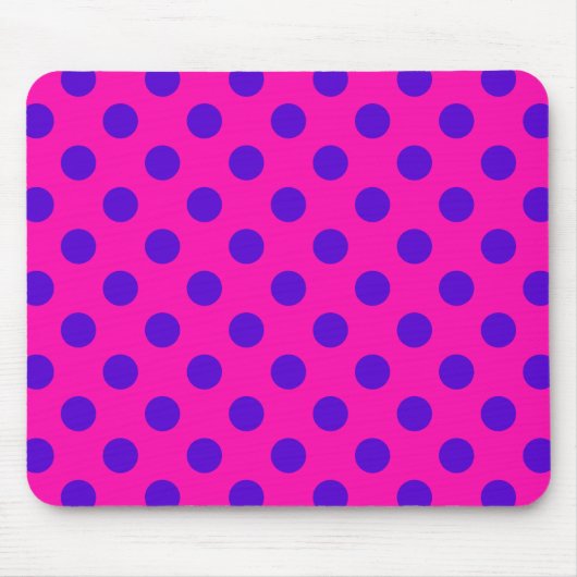 Tapis De Souris Pois bleus sur fuchsia (Devant)