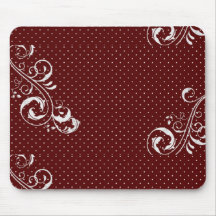 Tapis de souris pois burgundy avec motif floral bl