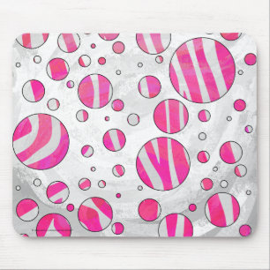 Tapis De Souris Pois de Zèbre rose et blanc