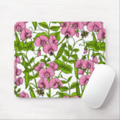 Tapis De Souris Pois doux et bourdons, rose, vert et blanc (Avec souris)