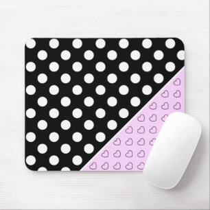 Tapis De Souris Pois Et Coeurs Noirs Et Roses