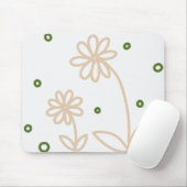 Tapis De Souris Pois et marguerites 2 - Blanc, Sable et Palm Green (Avec souris)