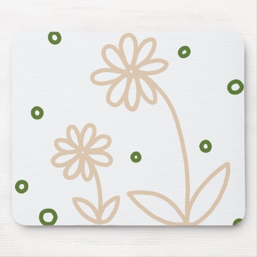 Tapis De Souris Pois et marguerites 2 - Blanc, Sable et Palm Green (Devant)