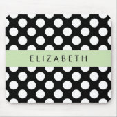 Tapis De Souris Pois noirs et blancs, pointillés, Votre nom (Devant)