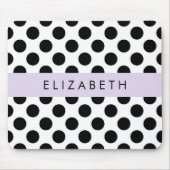 Tapis De Souris Pois noirs et blancs, pointillés, Votre nom (Devant)
