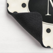 Tapis De Souris Pois noirs sur blanc antique Monogramme (Coin)