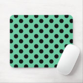 Tapis De Souris Pois noirs sur vert menthe (Avec souris)