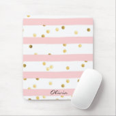 Tapis De Souris Pois or mignon rose avec nom (Avec souris)