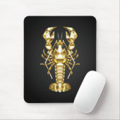 Tapis De Souris Poisson à langouste polygonale dorée sur noir (Avec souris)