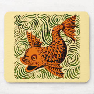 Tapis De Souris Poisson Antique Carrelage Ancien art