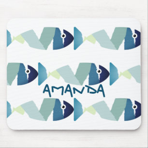Tapis De Souris Poisson bleu de natation Abstraite