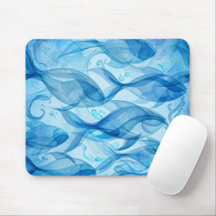 Tapis De Souris Poisson Bleu Fluide Abstrait Harmonieux